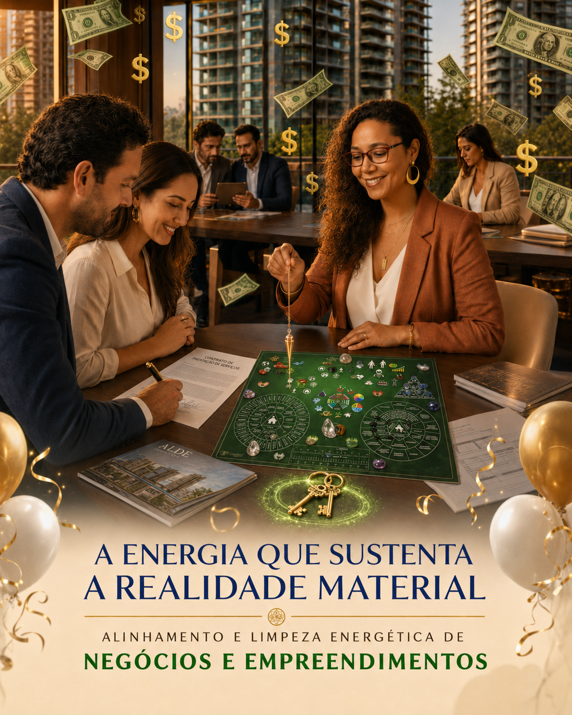 Leitura com mesa radiônica, pêndulo, contratos e energia aplicada à realidade material